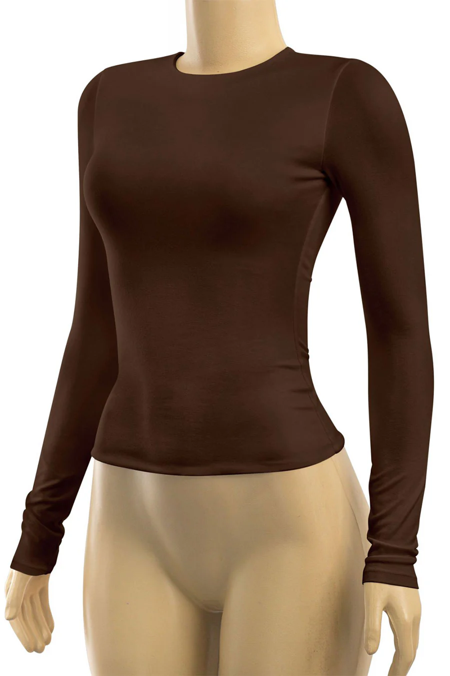 Tresser™ Long Sleeve Round Neck Solid Basic Double-Layered Top - Image 20