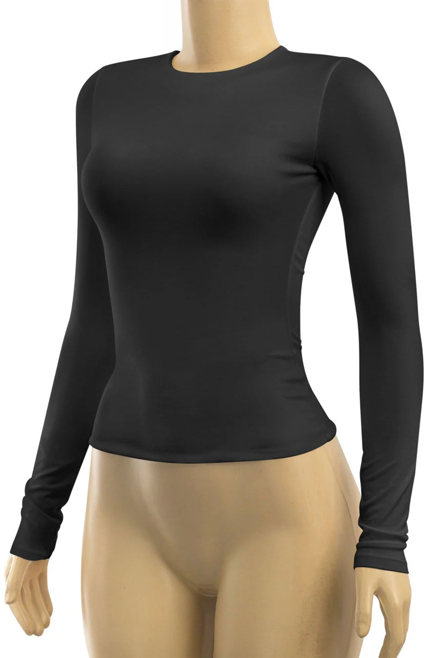 Tresser™ Long Sleeve Round Neck Solid Basic Double-Layered Top - Image 3