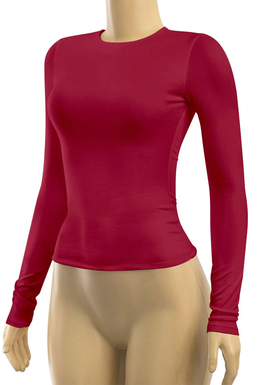 Tresser™ Long Sleeve Round Neck Solid Basic Double-Layered Top - Image 6