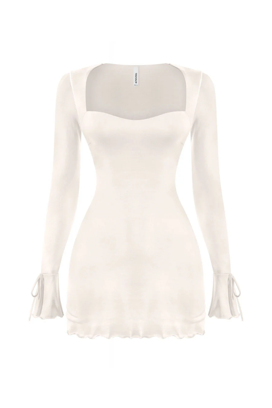 Tresser™ Long Sleeve Square Neck Bow-Tie Bell Sleeve Ruffled Mini Dress