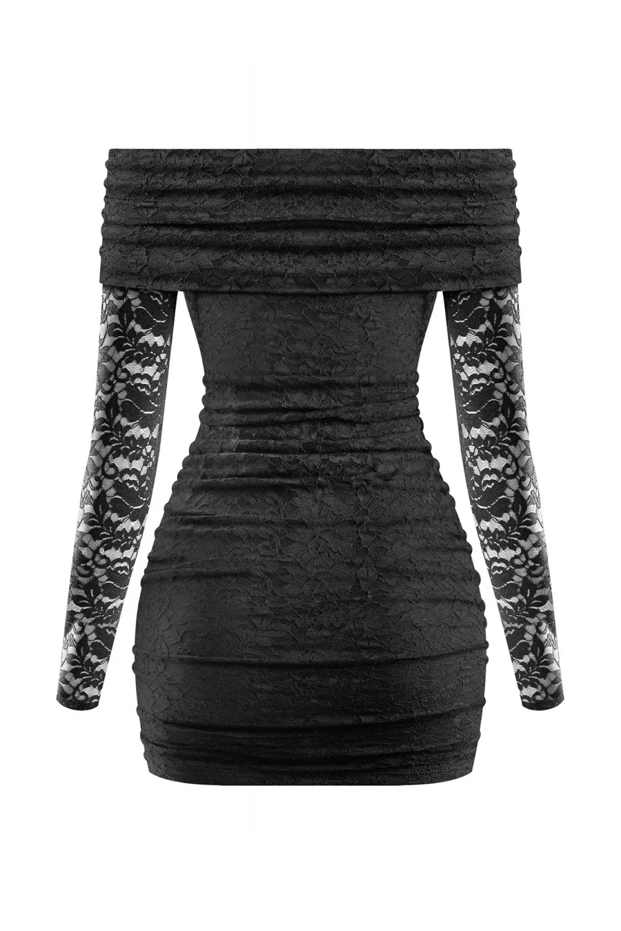 Tresser™ Long Sleeves Off Shoulder Lace Mini Bodycon Dress - Image 3