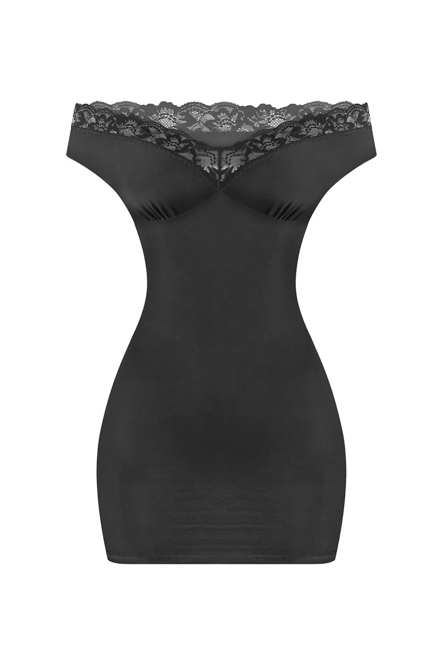 Tresser™ Off Shoulder Lace Trim Mini Dress