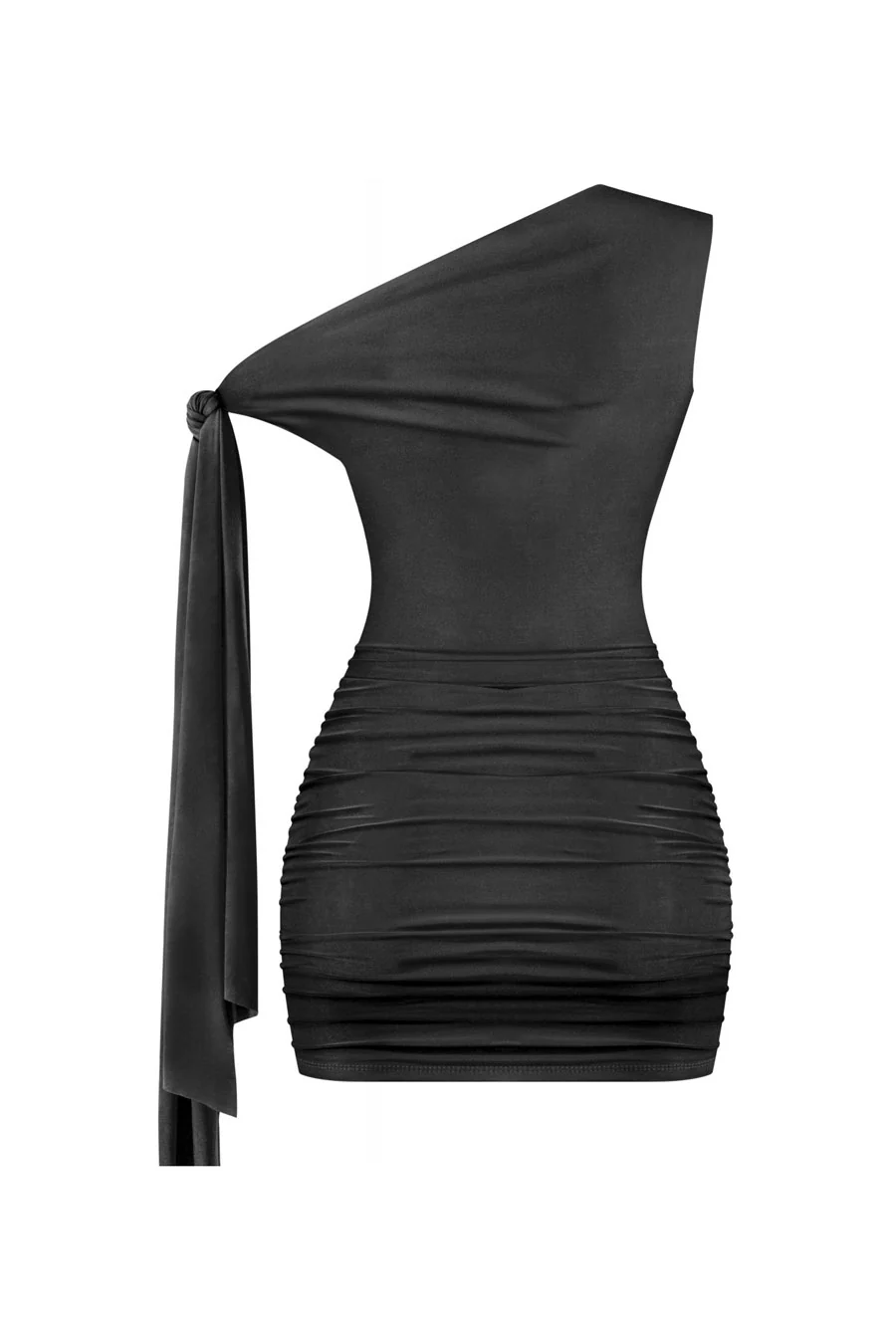 Tresser™ Off Shoulder Ruched Side Sash Tie Mini Bodycon Dress - Image 4