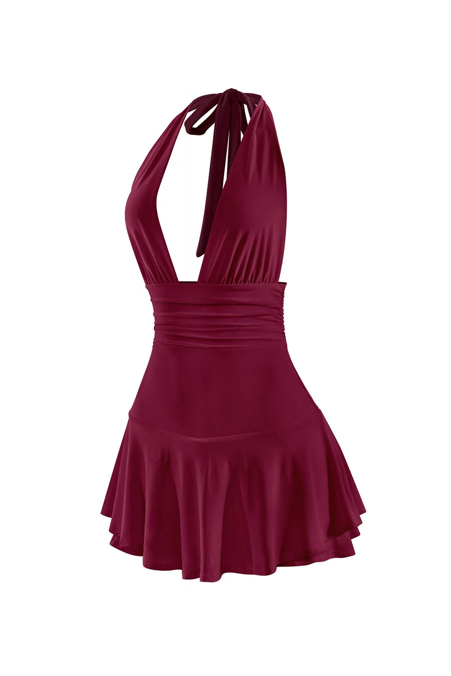 Tresser™ Sleeveless Open Back Halter Ruffled Dress with Inner Shorts - Image 10