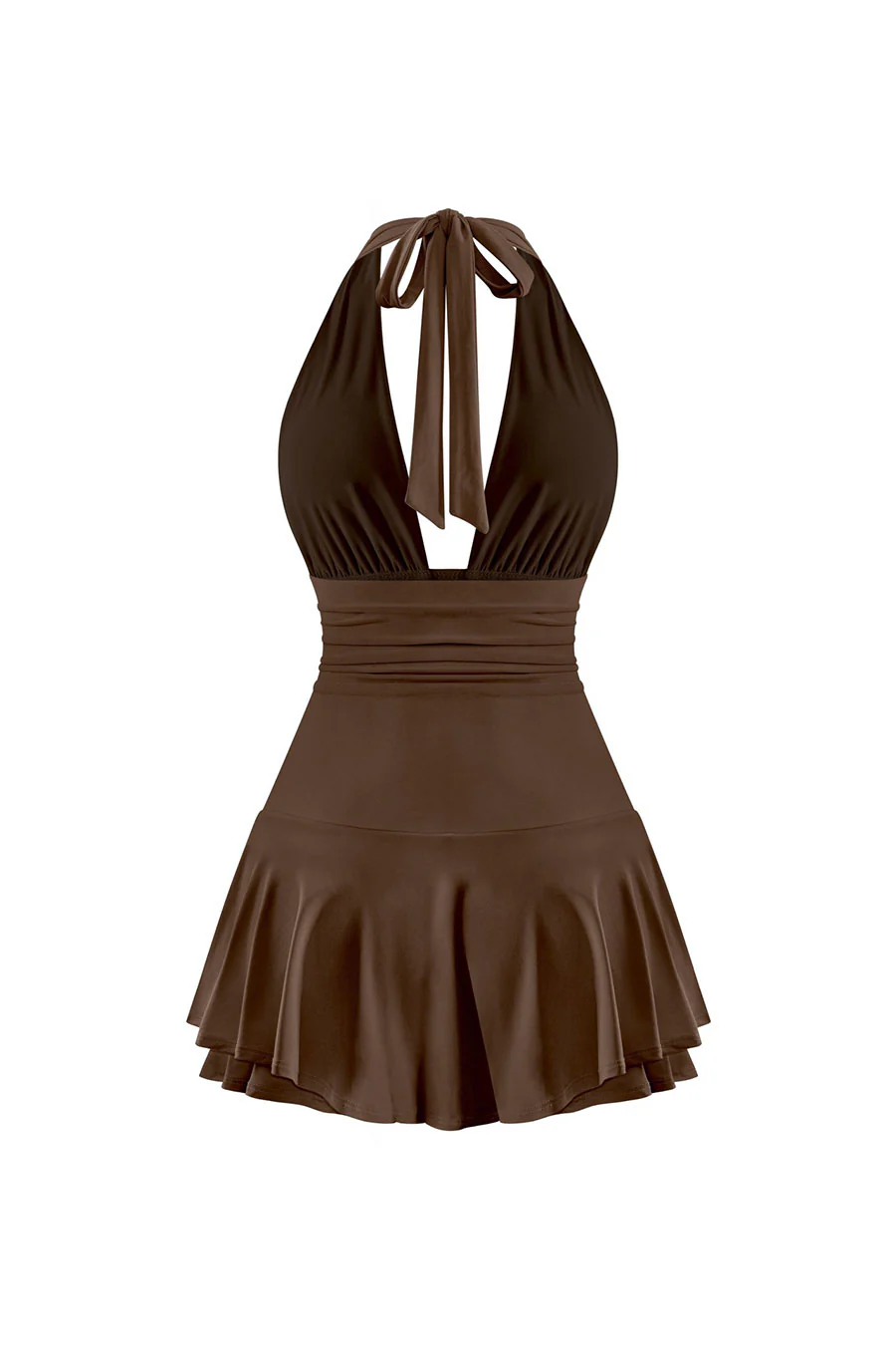 Tresser™ Sleeveless Open Back Halter Ruffled Dress with Inner Shorts - Image 13