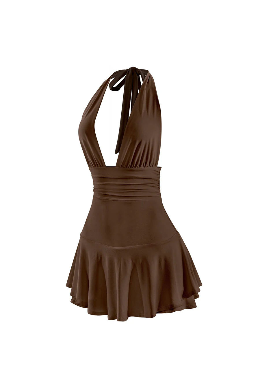 Tresser™ Sleeveless Open Back Halter Ruffled Dress with Inner Shorts - Image 14