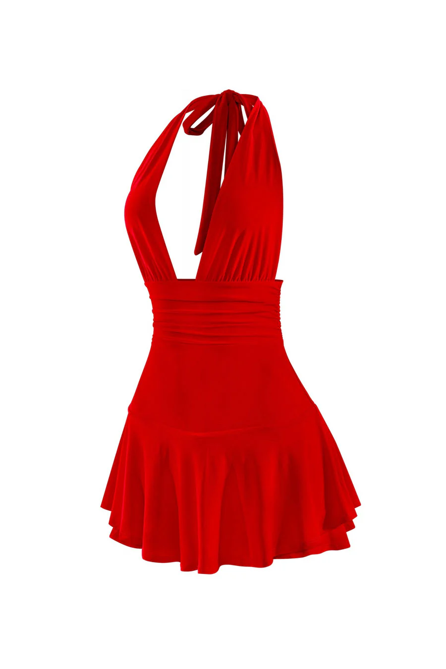 Tresser™ Sleeveless Open Back Halter Ruffled Dress with Inner Shorts - Image 17