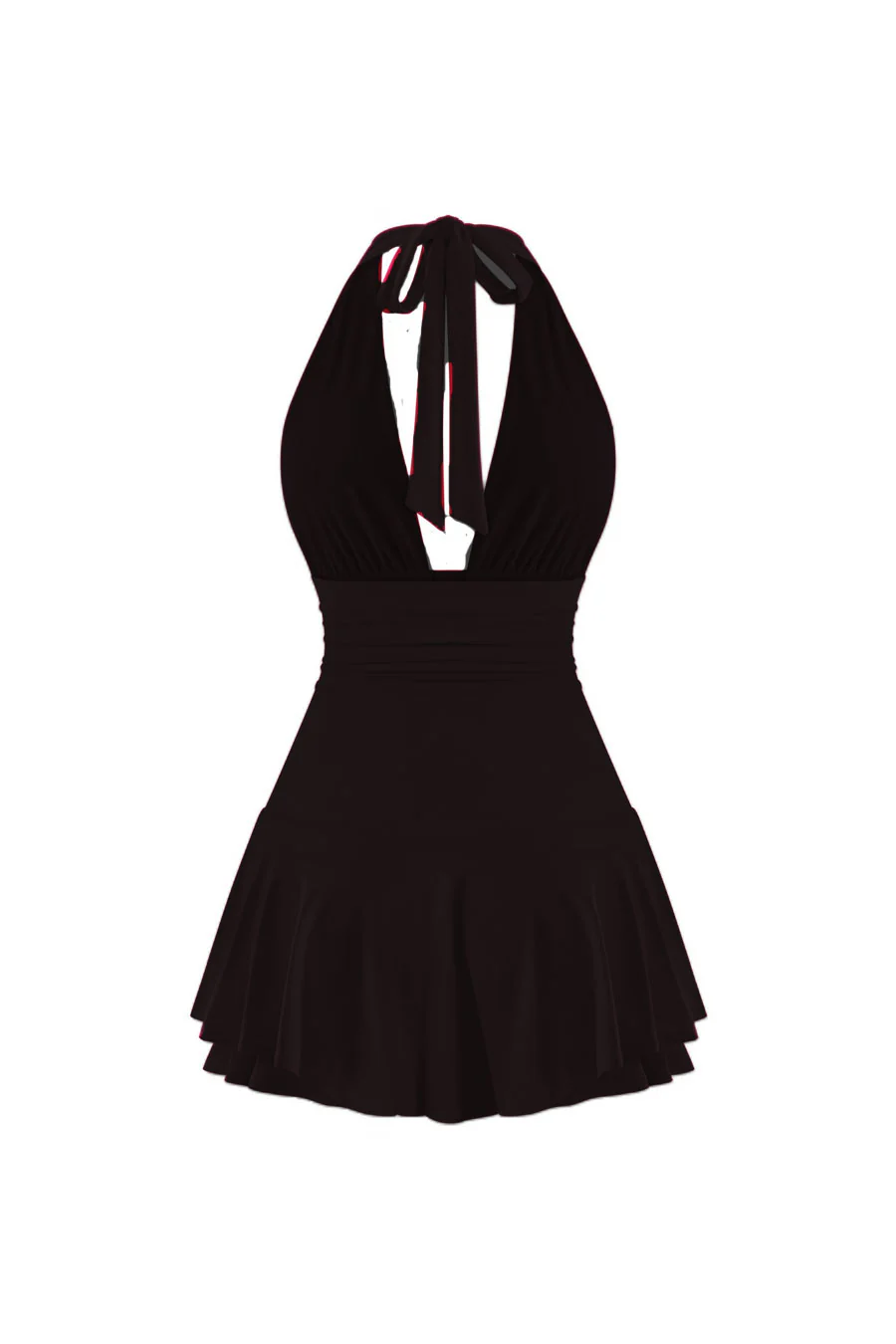 Tresser™ Sleeveless Open Back Halter Ruffled Dress with Inner Shorts - Image 5
