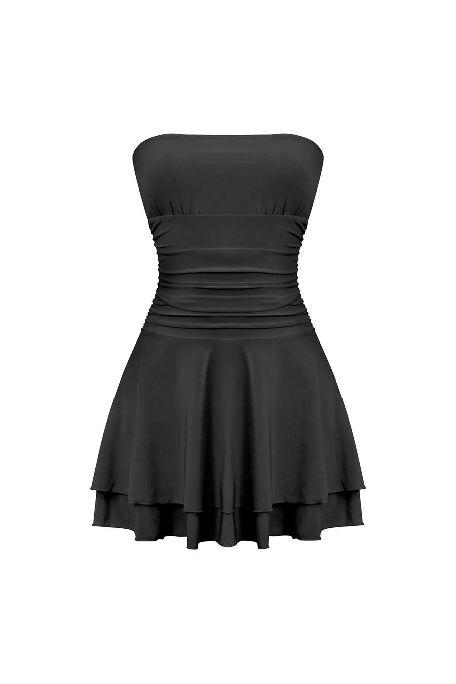 Tresser™ Strapless Ruched Ruffle Tiered Mini Dress - Image 17