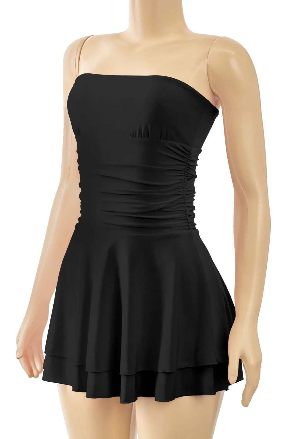 Tresser™ Strapless Ruched Ruffle Tiered Mini Dress - Image 19
