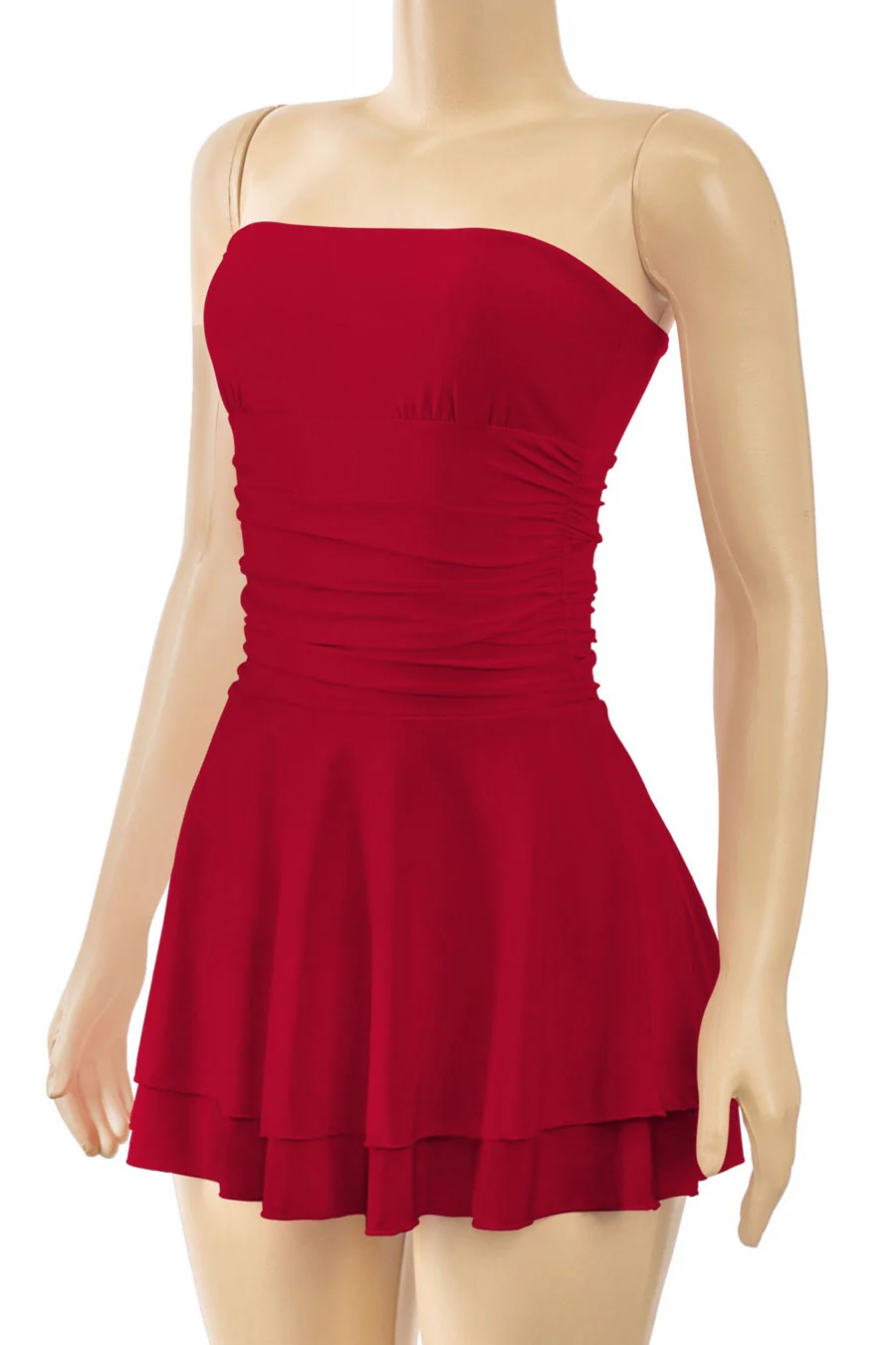 Tresser™ Strapless Ruched Ruffle Tiered Mini Dress - Image 23