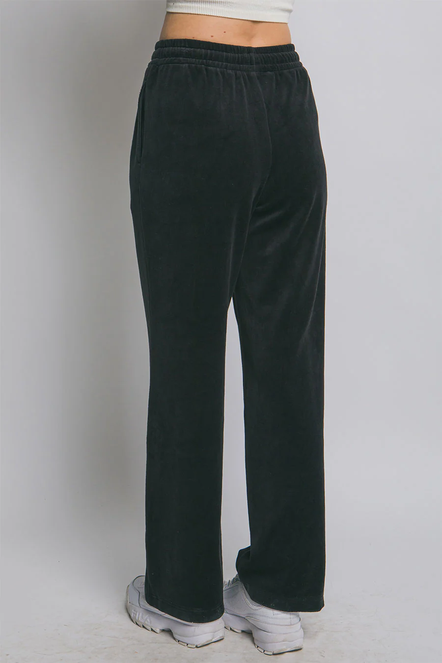 Velour Elastic Waist Sweatpants - Image 3