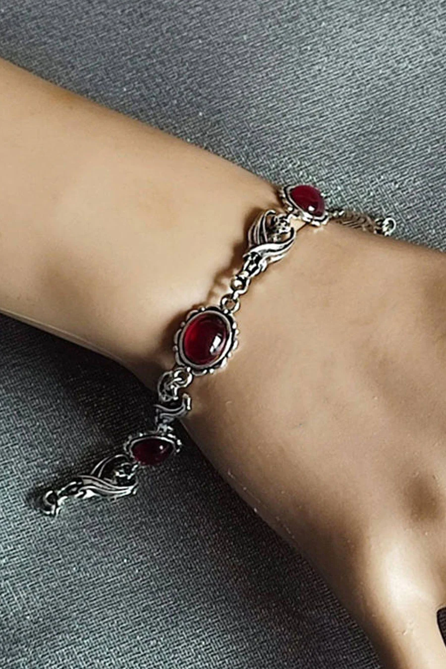 Victorian Gothic Faux Onyx Chain Bracelets - Image 2