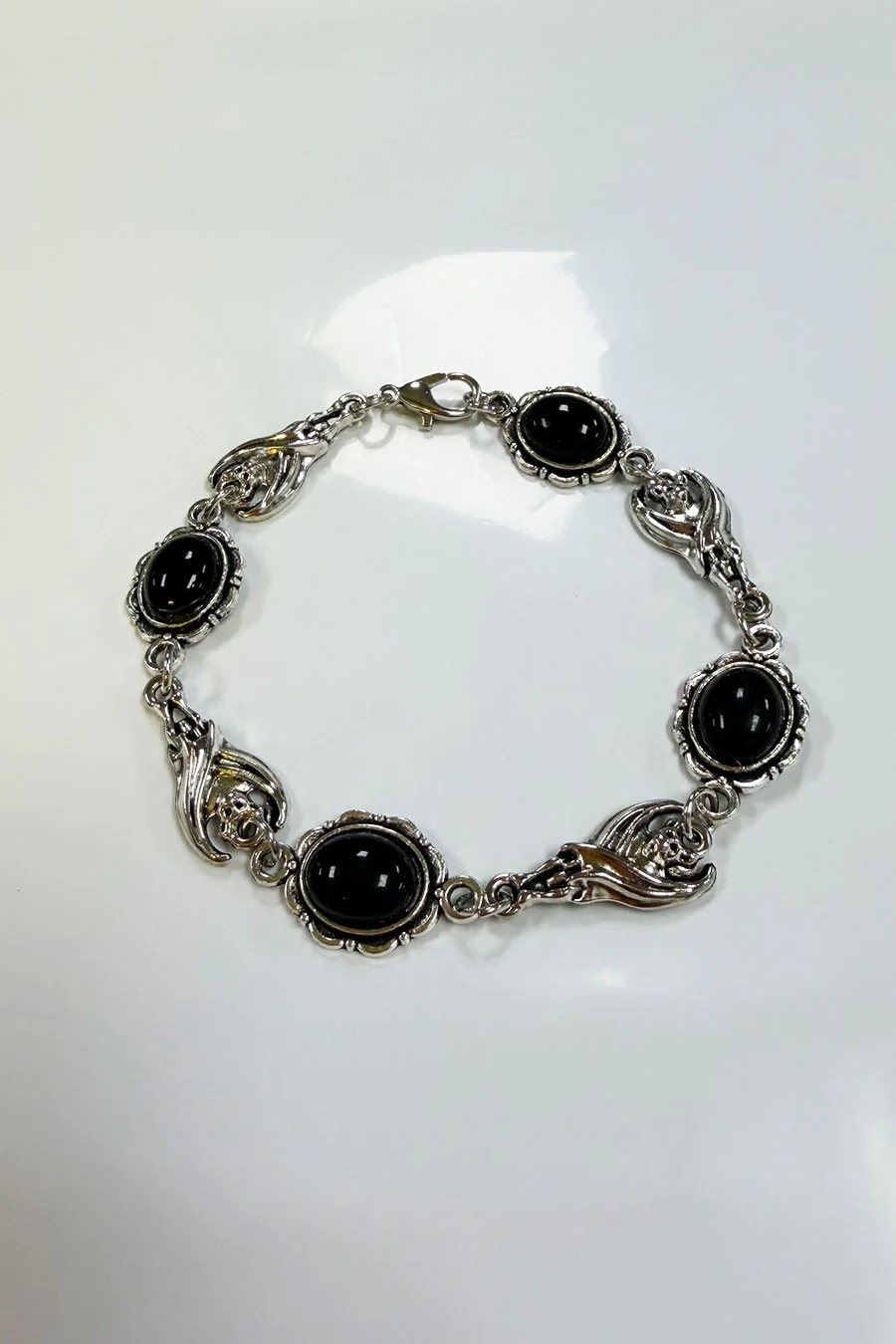 Victorian Gothic Faux Onyx Chain Bracelets - Image 3