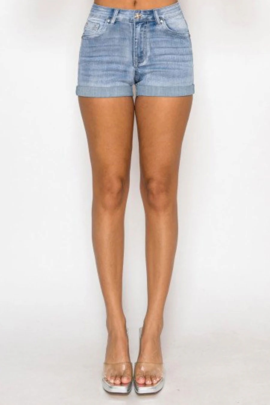 WAXJEAN 2000s Style Rhinestone Bedazzled Denim Shorts with Great Stretch - Image 10