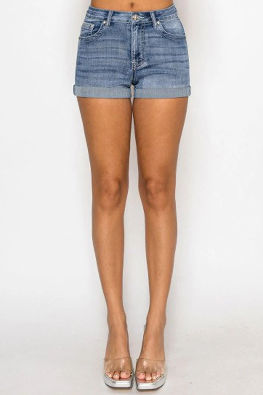 WAXJEAN 2000s Style Rhinestone Bedazzled Denim Shorts with Great Stretch - Image 9