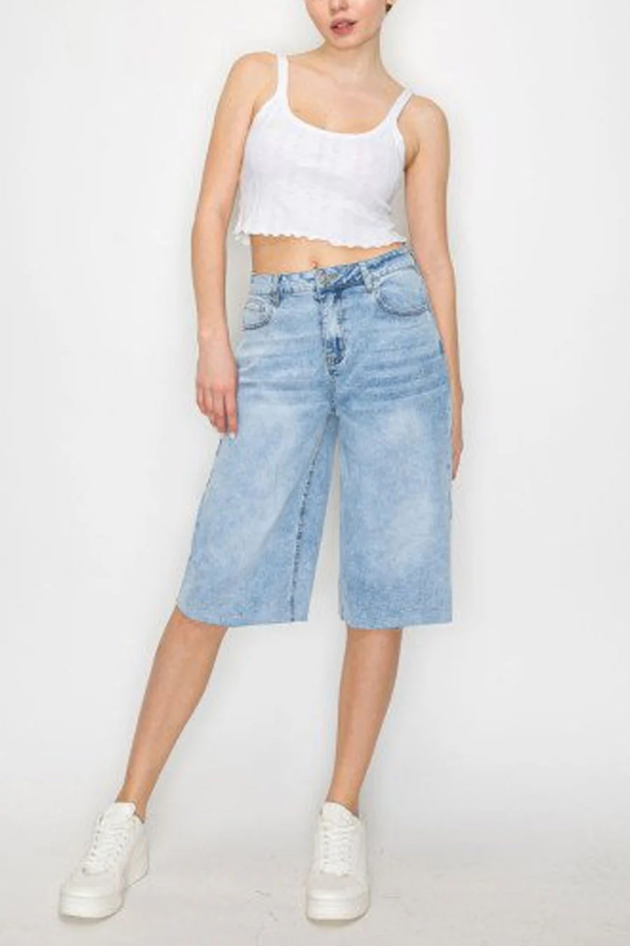 WAXJEAN Fade Wash Baggy Jorts with Great Stretch - Image 5