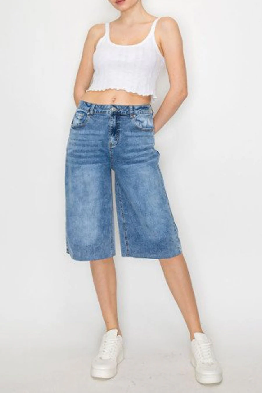 WAXJEAN Fade Wash Baggy Jorts with Great Stretch - Image 6