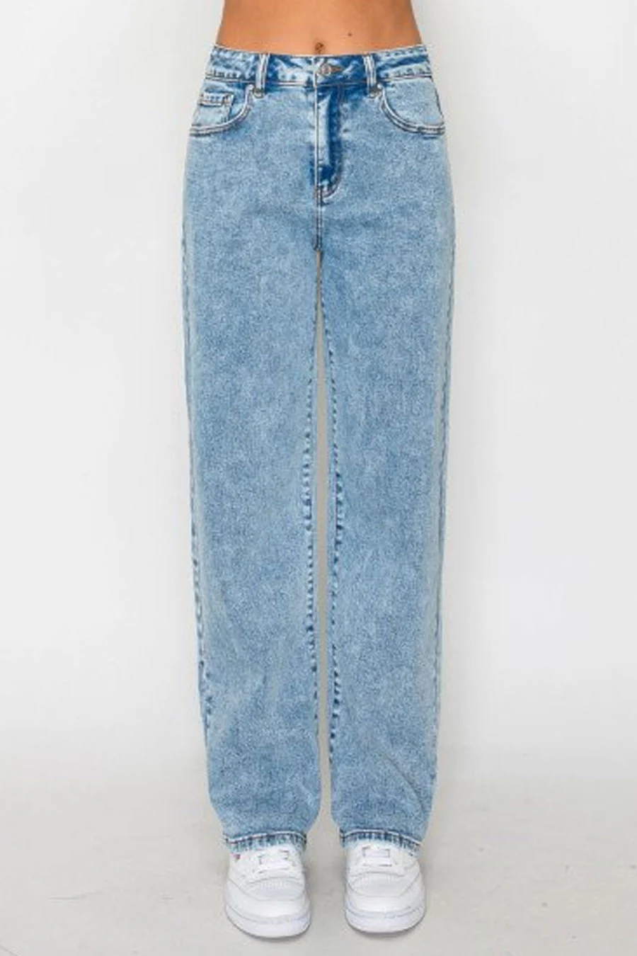 WAXJEAN Snow Wash Straight Cut Baggy Jean with Great Stretch - Image 4