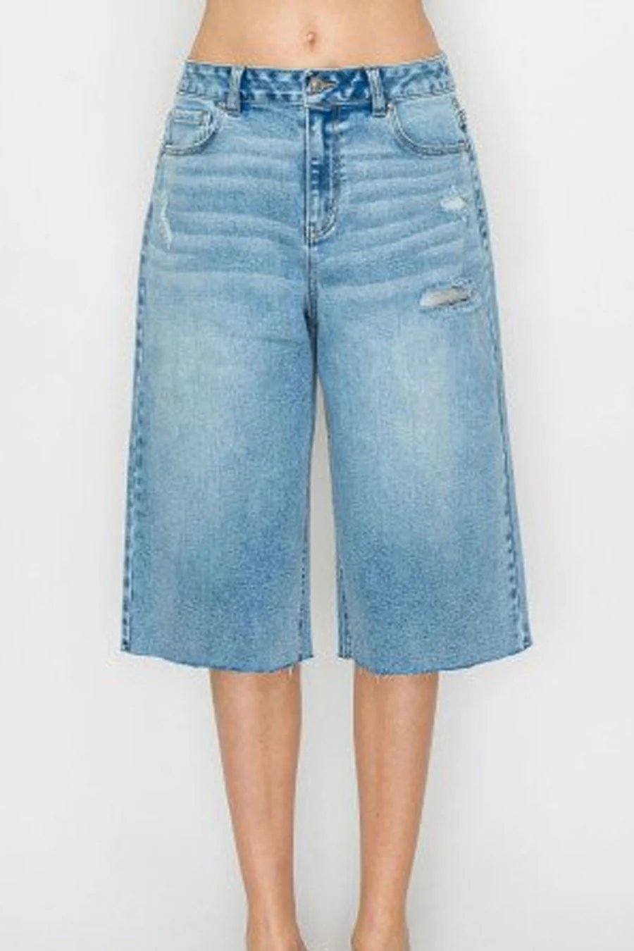 WAXJEAN Sprinkle Wash Raw Hem Jorts - Image 5