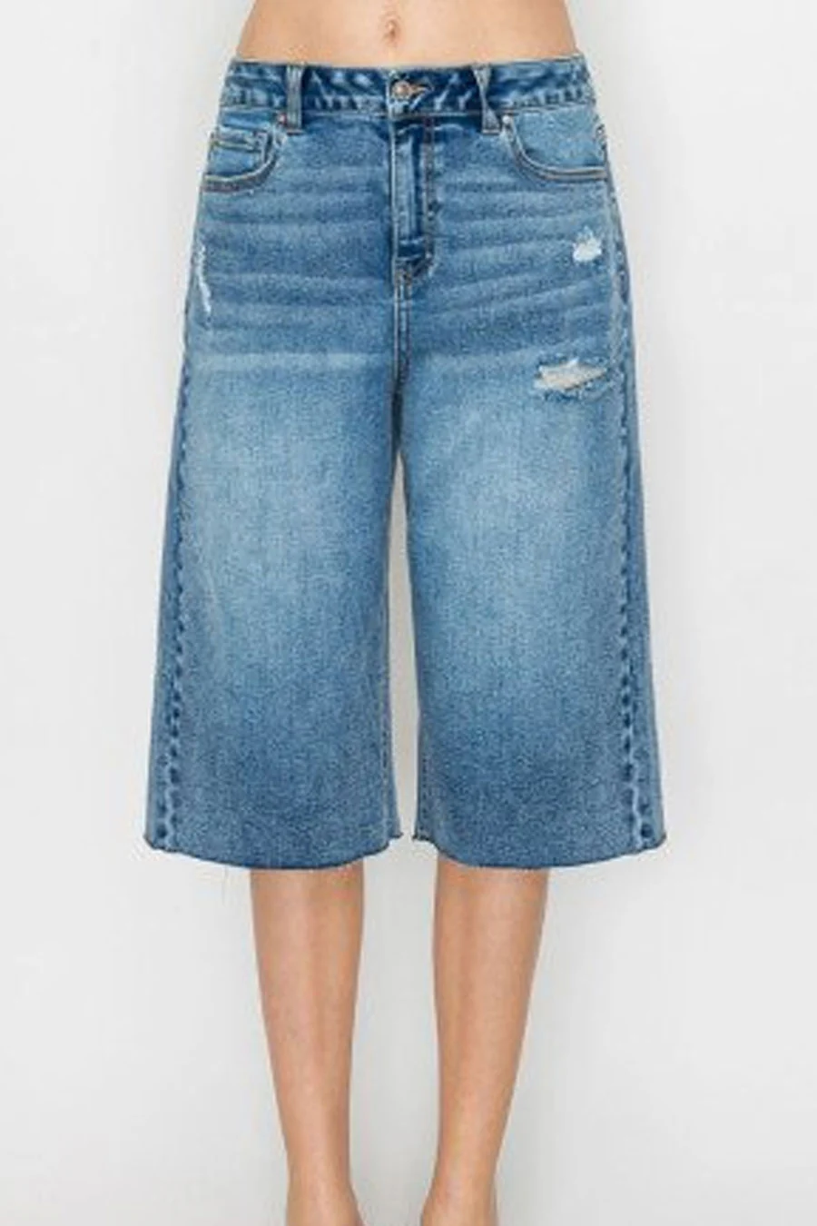 WAXJEAN Sprinkle Wash Raw Hem Jorts - Image 6
