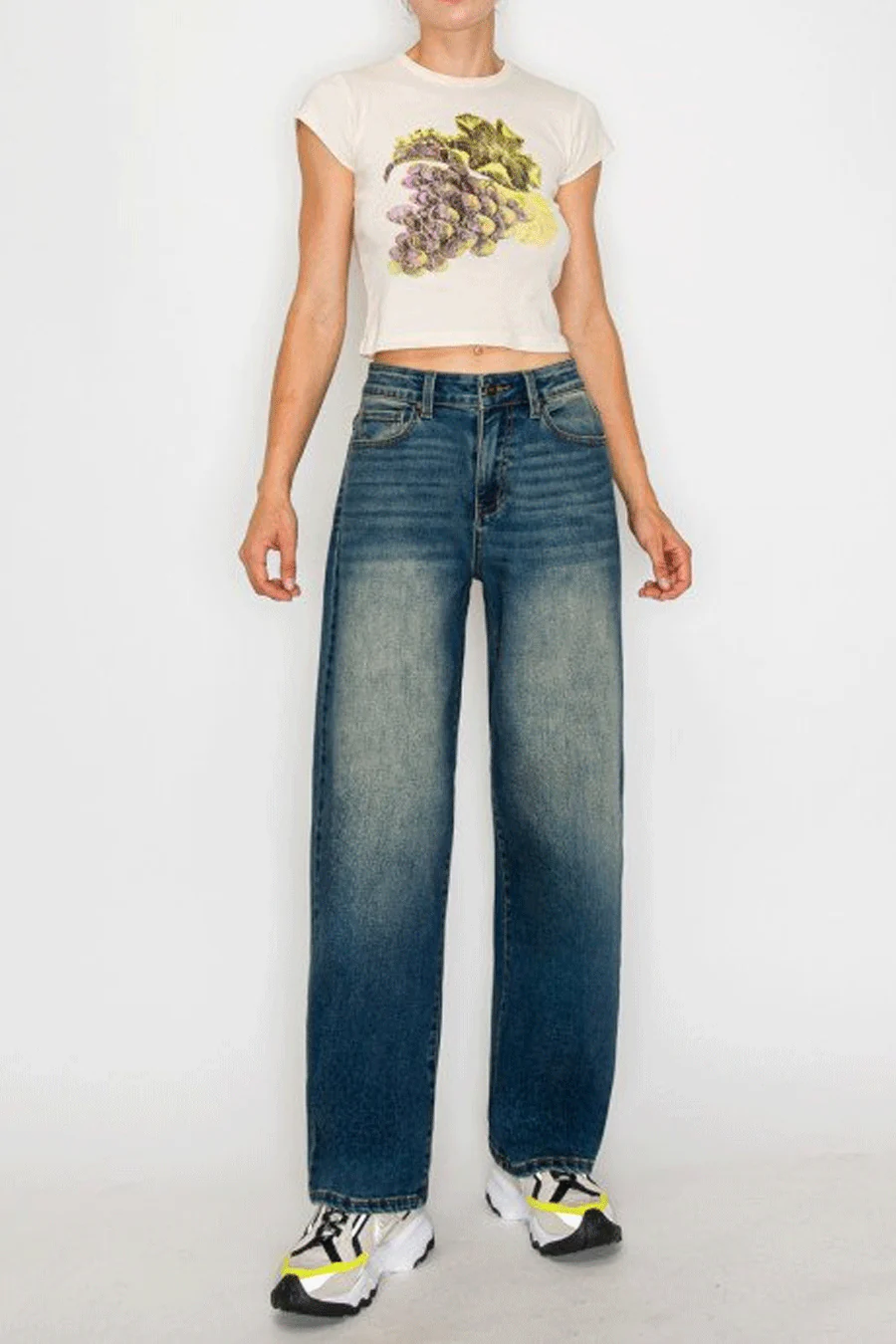 WAXJEAN Vintage Wash Baggy Straight Leg Jeans with Good Stretch - Image 5
