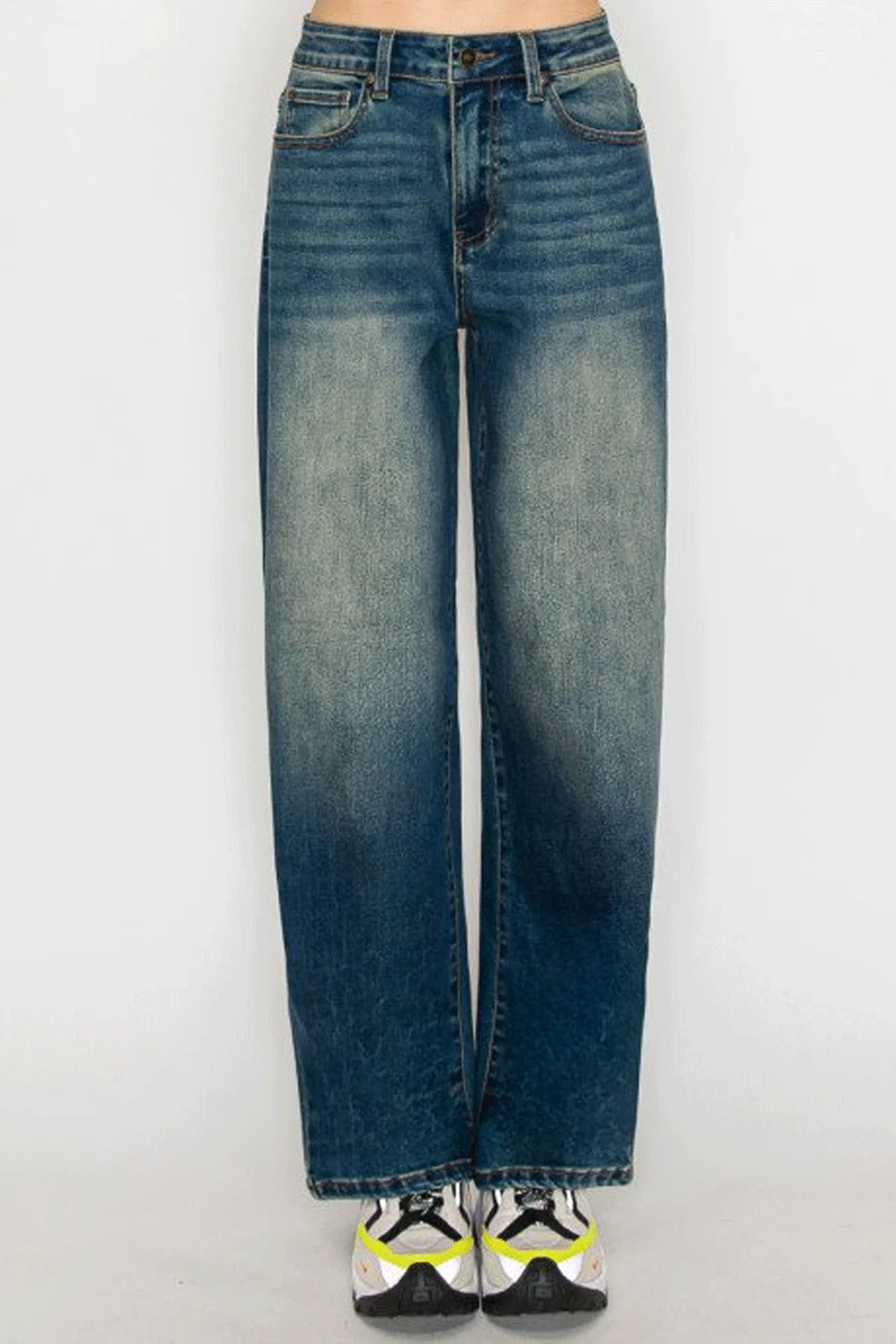WAXJEAN Vintage Wash Baggy Straight Leg Jeans with Good Stretch - Image 6