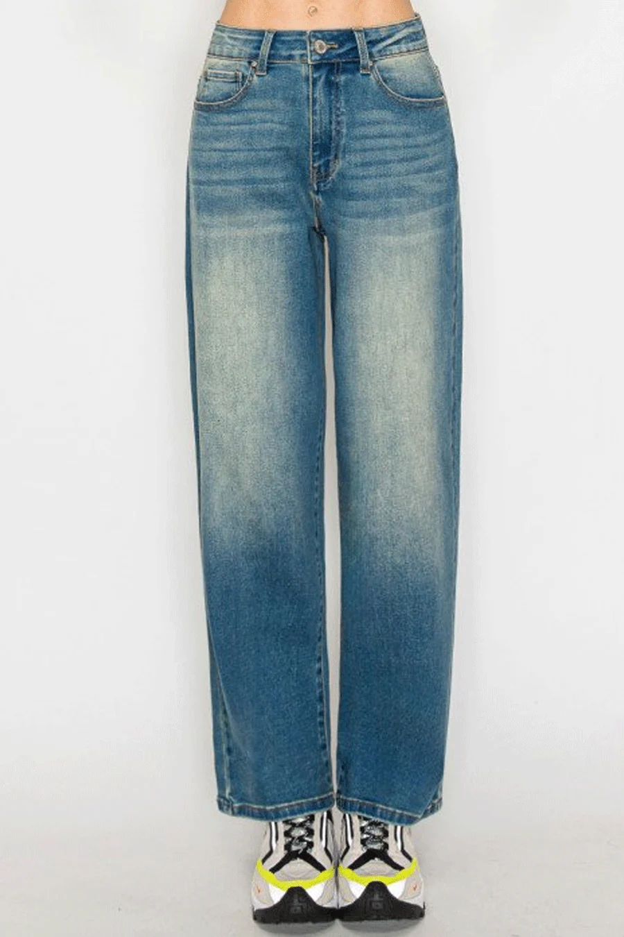 WAXJEAN Vintage Wash Baggy Straight Leg Jeans with Good Stretch - Image 7
