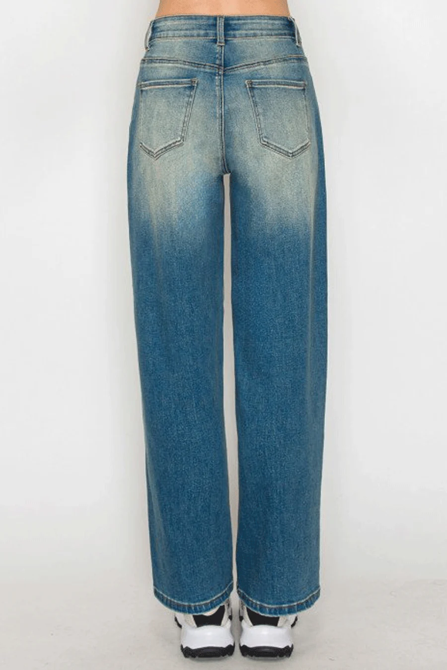 WAXJEAN Vintage Wash Baggy Straight Leg Jeans with Good Stretch - Image 9