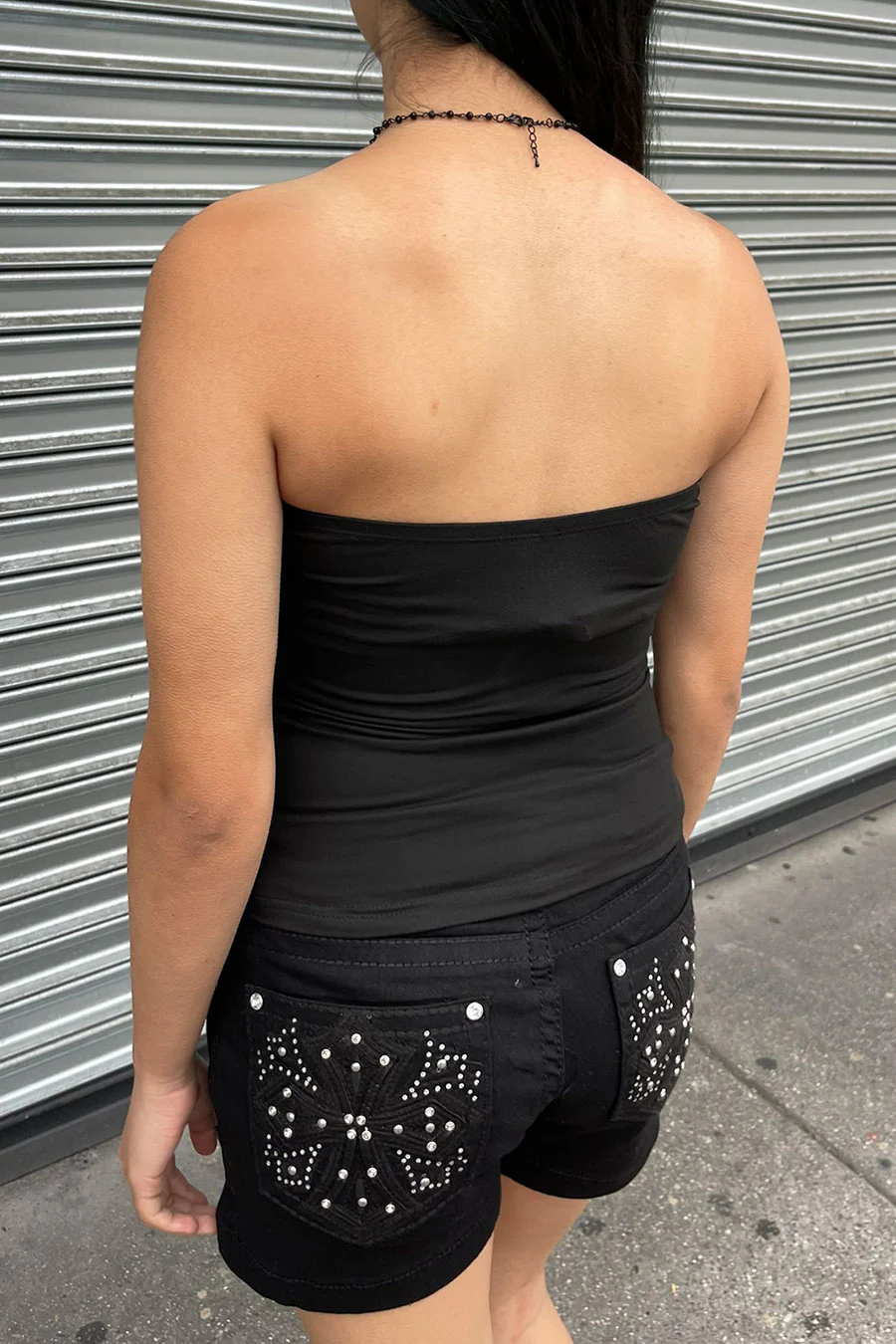Y2K 2000s Gothic Angel Wing Print Tube Top - Image 3
