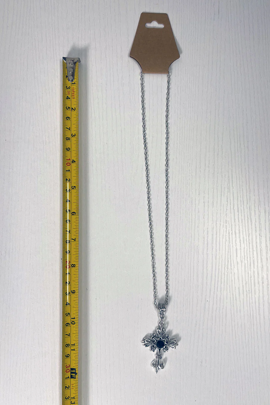 Y2K 2000s Vintage Gothic Medium Size Rhinestone Cross Pendant Necklace(Black Rhinestone) - Image 4