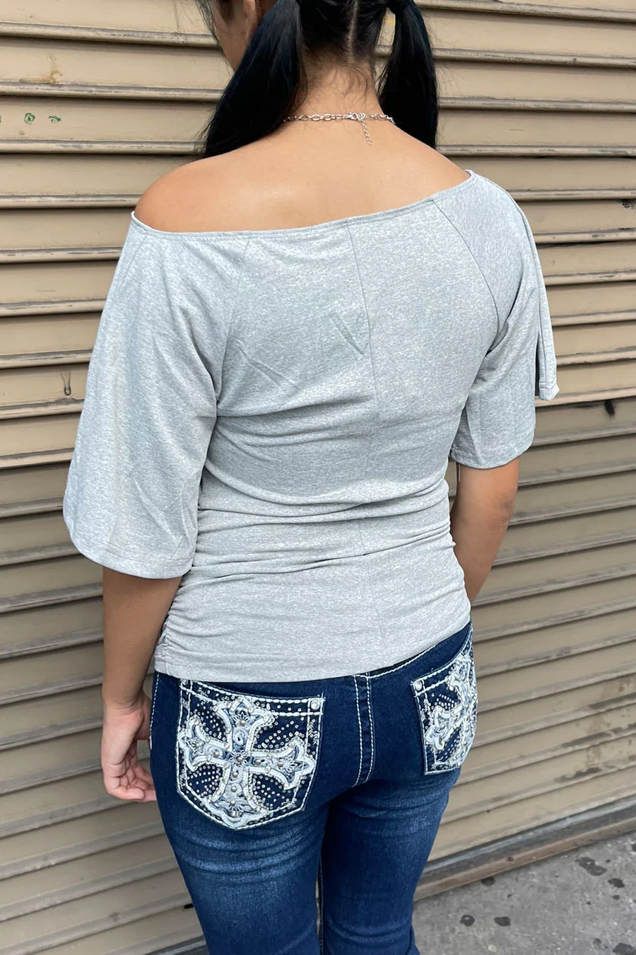 Y2K Butterfly Print Slouch Off-The-Shoulder Loose Fit T-Shirt - Image 4