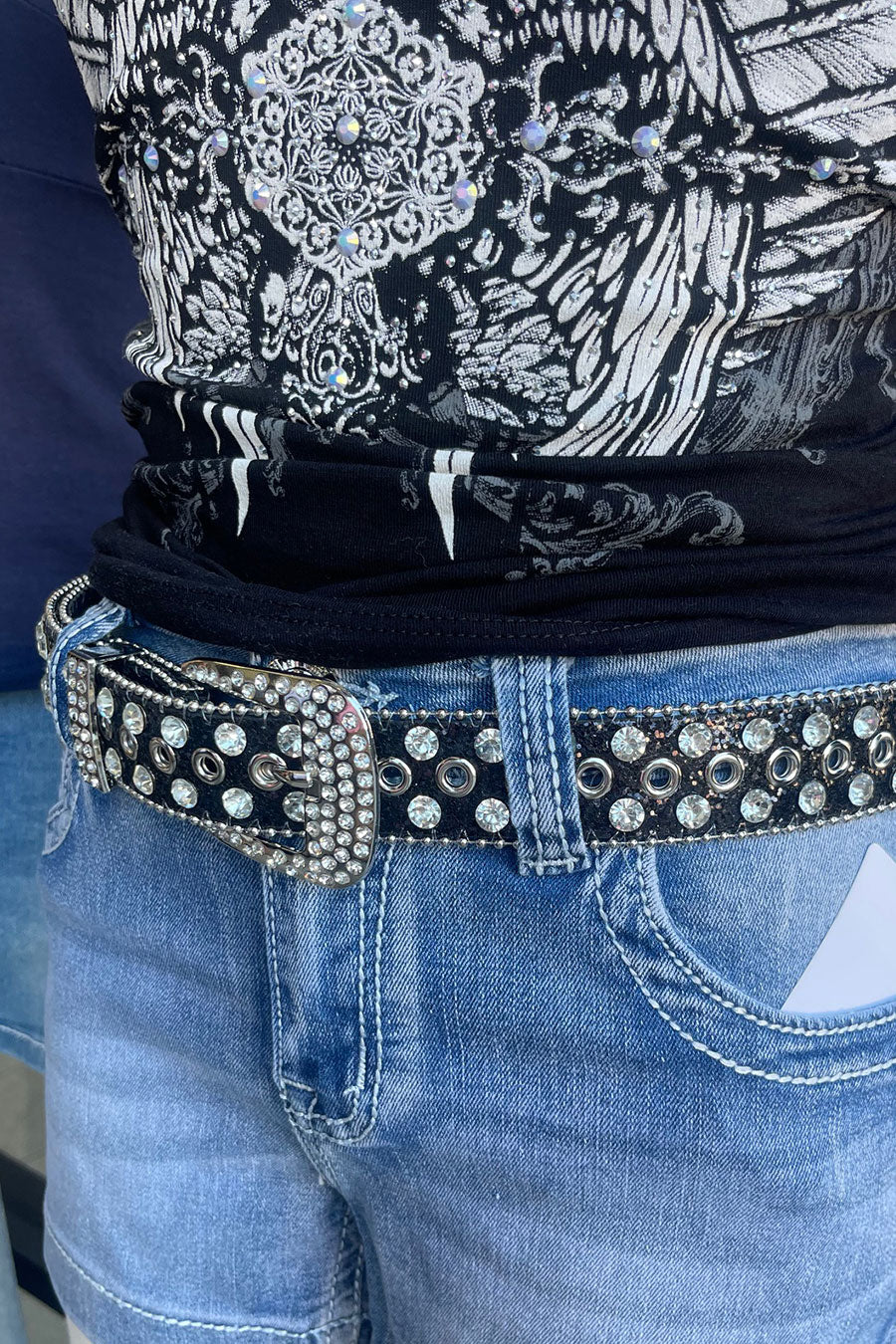Y2K Essential Grunge/Gothic Bedazzled Rhinestone Bling Belt - Image 3