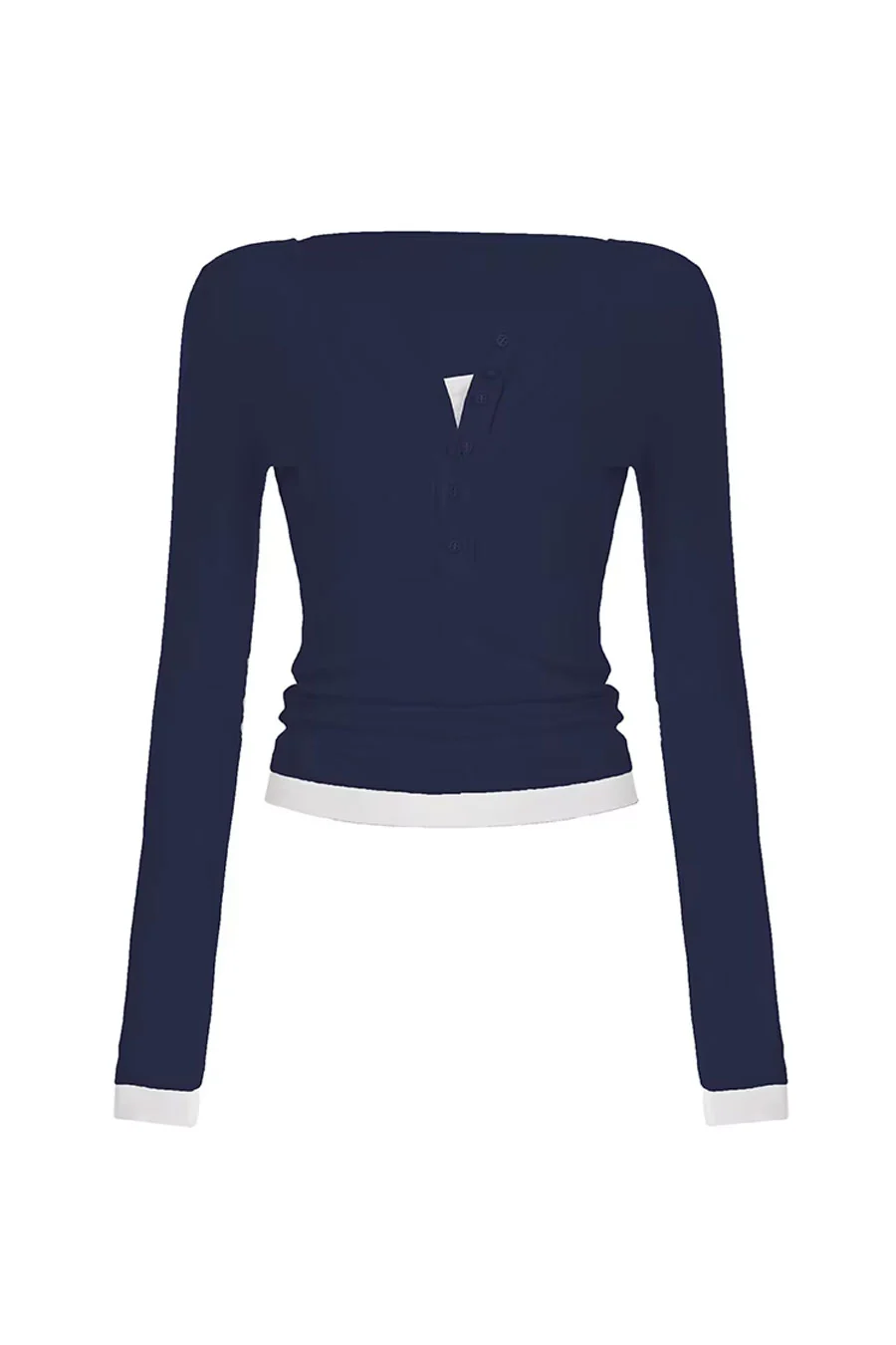 Y2K Faux Layered Long Sleeve Henley Knit Top - Image 10