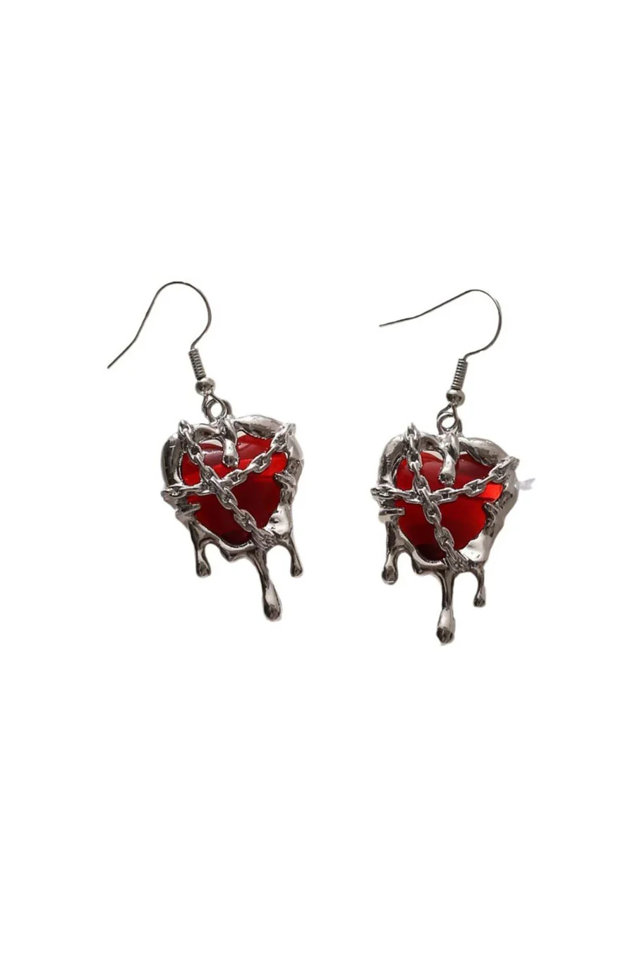 Y2K Gothic Heart Charm Drop Earrings