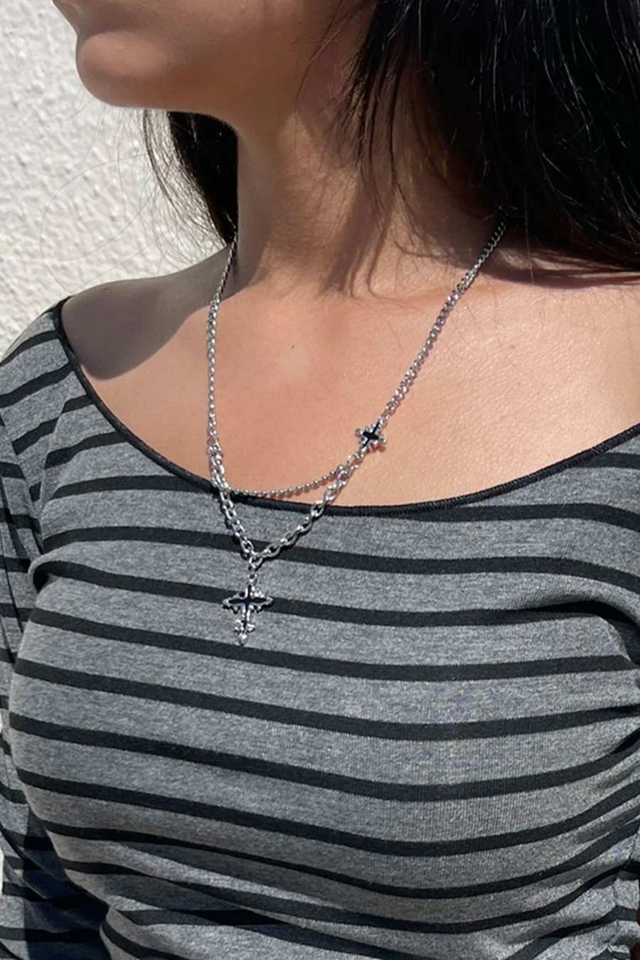 Y2K Gothic Steel Cross Chain Necklace - Image 3