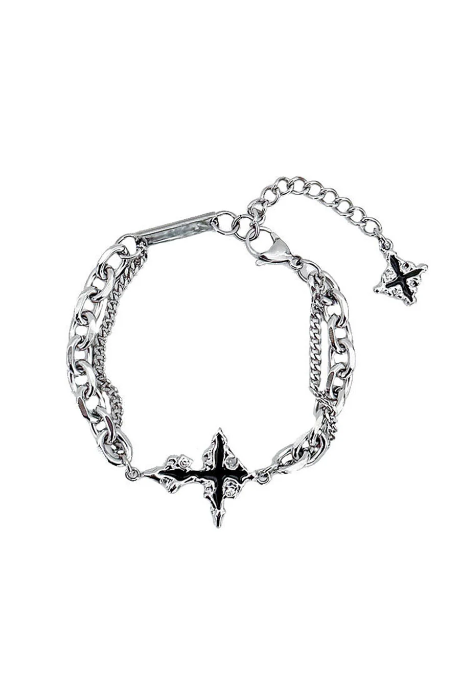 Y2K Gothic Steel Cross Charm Chain Bracelets