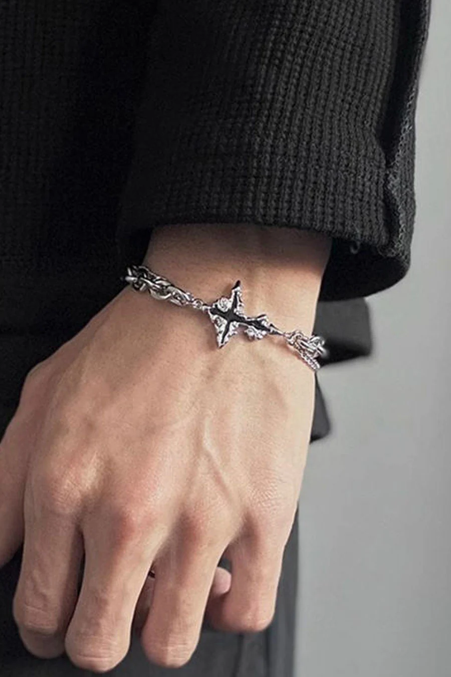 Y2K Gothic Steel Cross Charm Chain Bracelets - Image 2