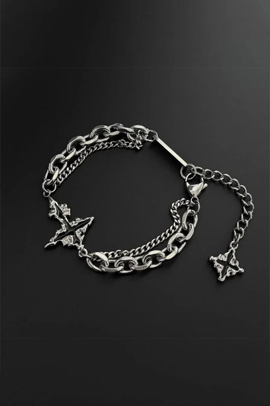 Y2K Gothic Steel Cross Charm Chain Bracelets - Image 3
