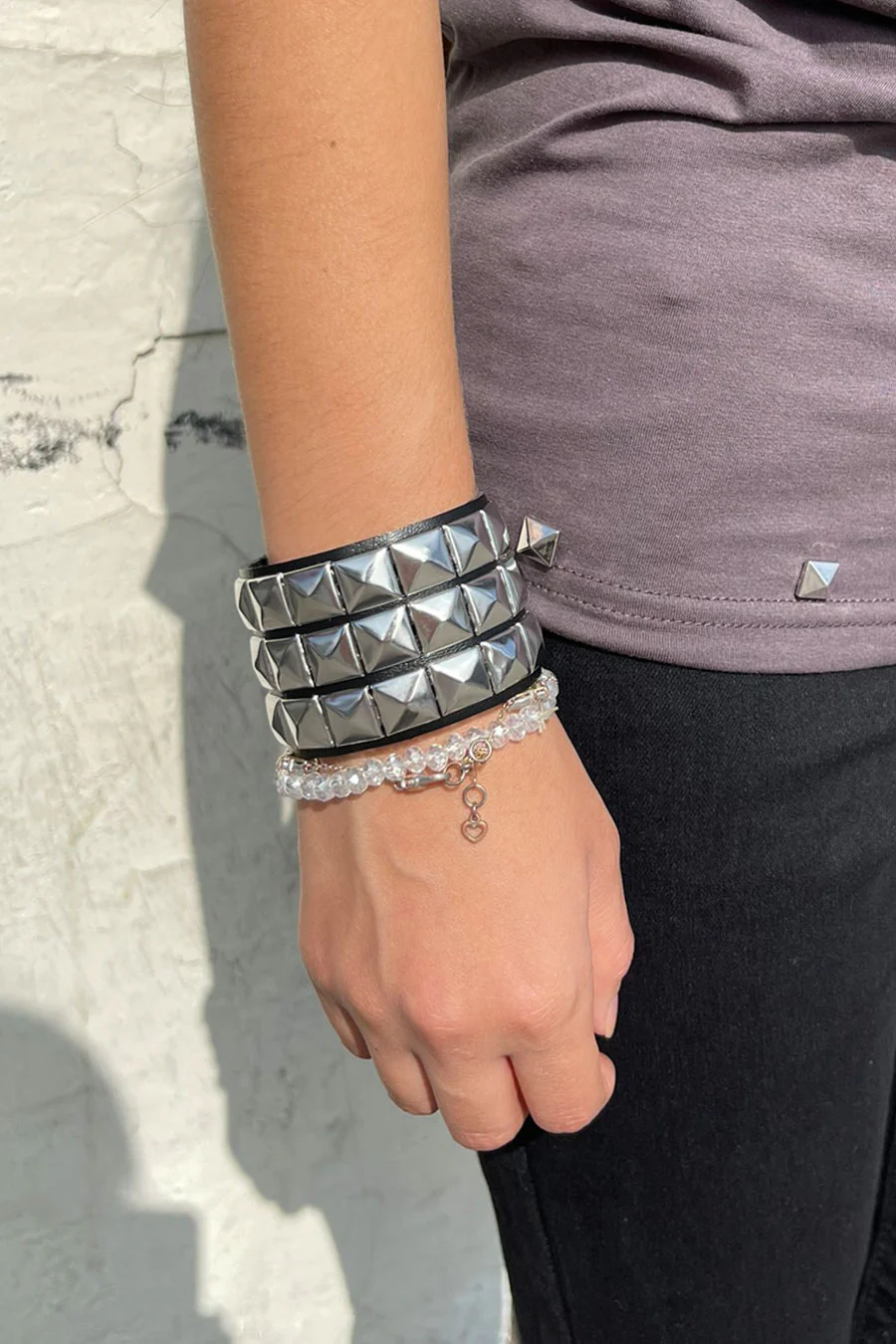 Y2K Gothic Studded Faux Leather Bracelets - Image 5