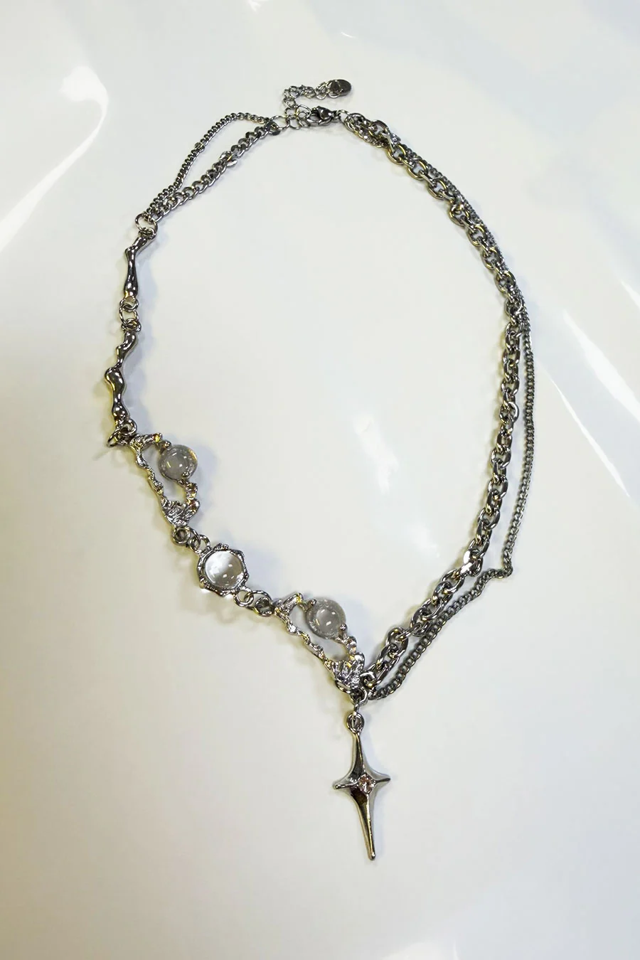 Y2K Soft Gothic Titanium Steel Crystal Charm Necklace - Image 2